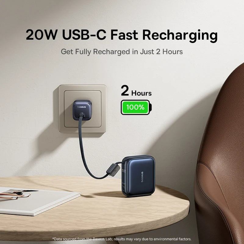 Portable Power Bank 10000mAh 45W Fast Charging with Built-In USB-C Cable Ultra Compact Pocket-Size External Battery Pack for iPhone Samsung | Lonoma