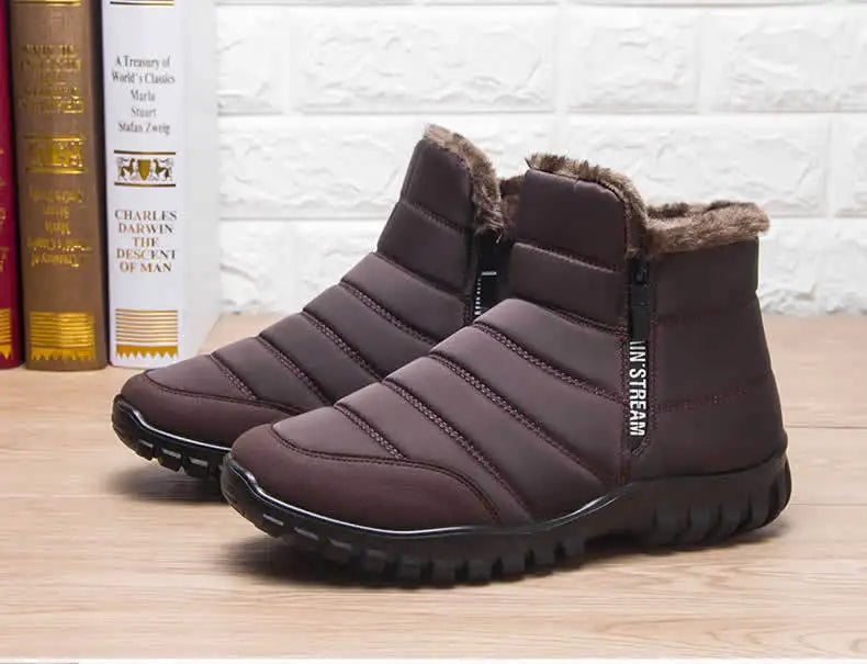 Men's Insulated Winter Boots with Side Zipper Waterproof Ankle Snow Boots Casual Platform Sneakers for Cold Weather | Lonoma