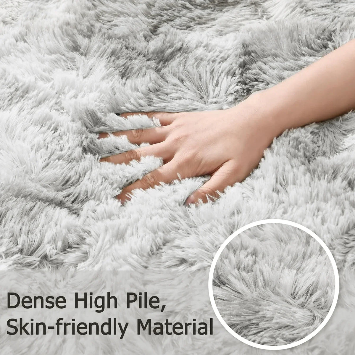 Plush Shag Area Rug Non-Slip Soft Fluffy Floor Mat Tie-Dye Gray Blue Black for Bedroom Living Room Nursery Kids Home Decor | Lonoma