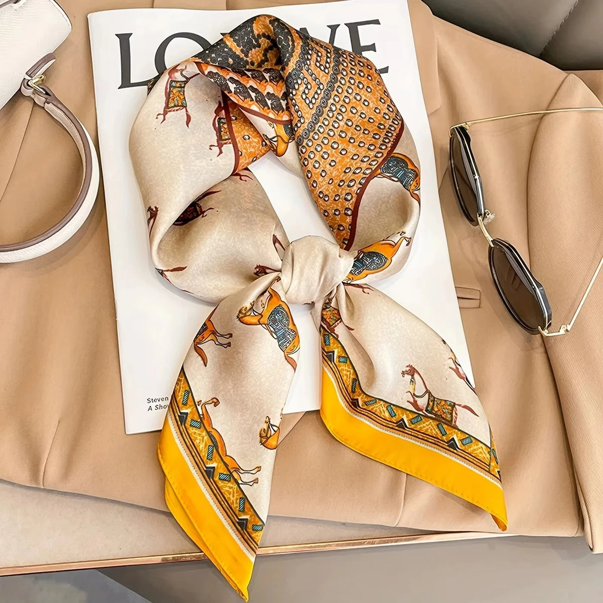 Square Satin Scarf Neck Wrap Hair Tie Headband for Women 27.5 × 27.5 Inches Animal Print Multiway Accessory Fashion Bandana | Lonoma