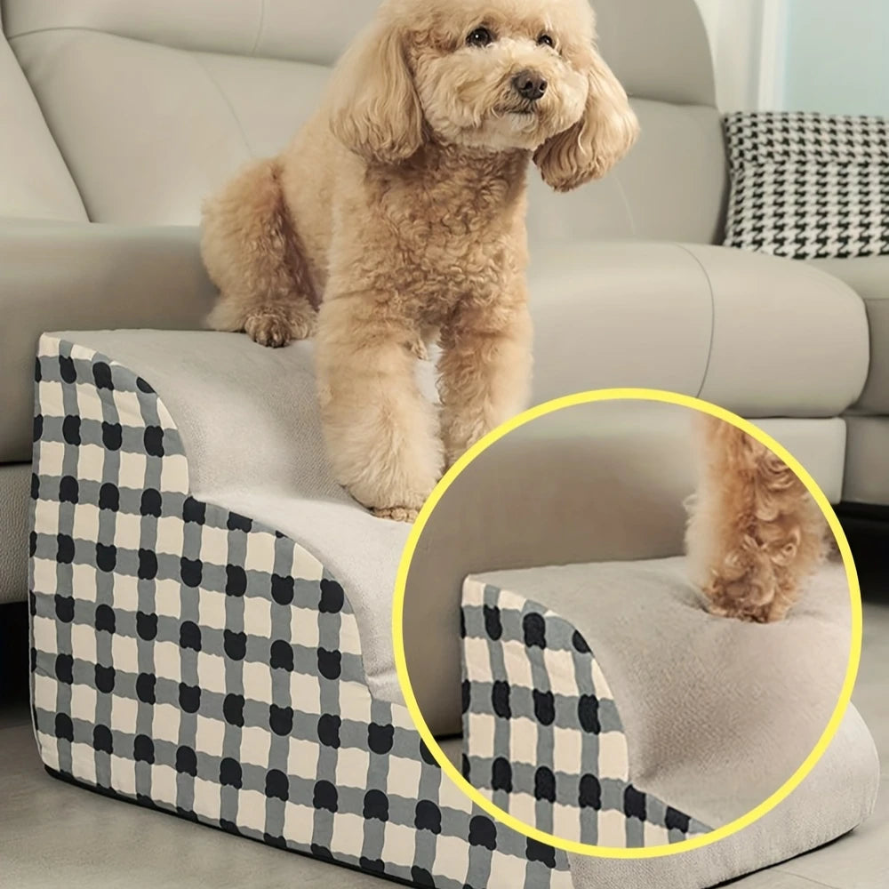 Pet Steps for Couch 3-Tier Foam Dog Stairs Ramp Lightweight Washable Non-Slip for Small Dogs Cats Seniors | Lonoma