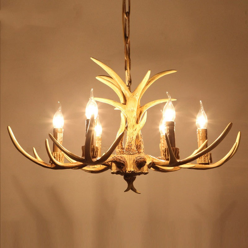 Antler Chandelier Resin Fixture Metal Frame Traditional Style Pendant 6 8 10 Light Options Adjustable Chain Candelabra Base E12 for Dining | Lonoma