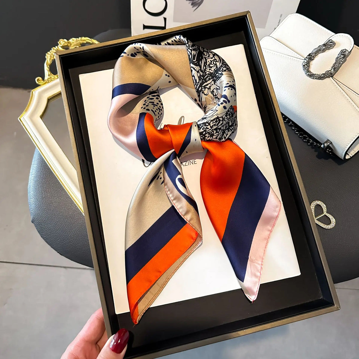 Square Satin Scarf Neck Wrap Hair Tie Headband for Women 27.5 × 27.5 Inches Animal Print Multiway Accessory Fashion Bandana | Lonoma