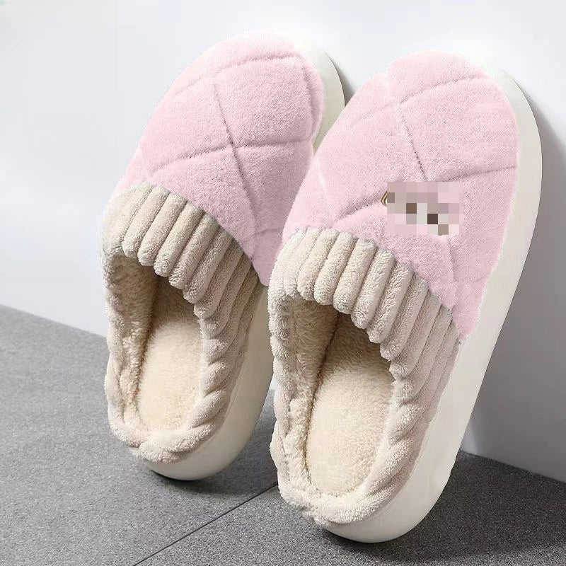 Plush House Slippers for Women & Men – Checkered Indoor Shoes with Thick Soles, Warm Fleece Lining, Fuzzy Slip-On Footwear for Cold Weather | Lonoma