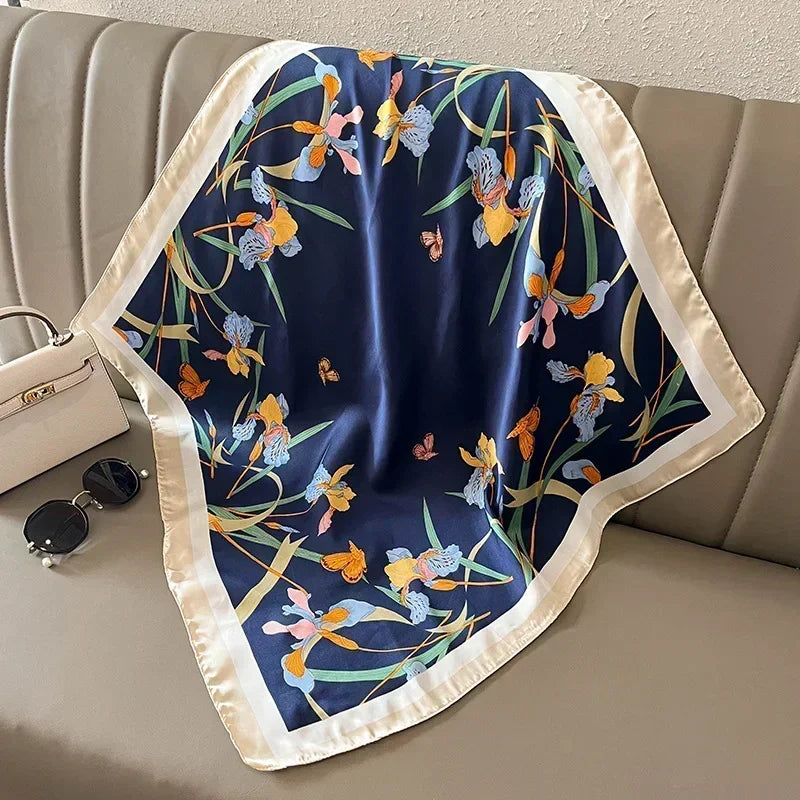 Square Silk Scarf for Women with Printed Design for Hair Neck or Handbag Accent Accessory | Lonoma