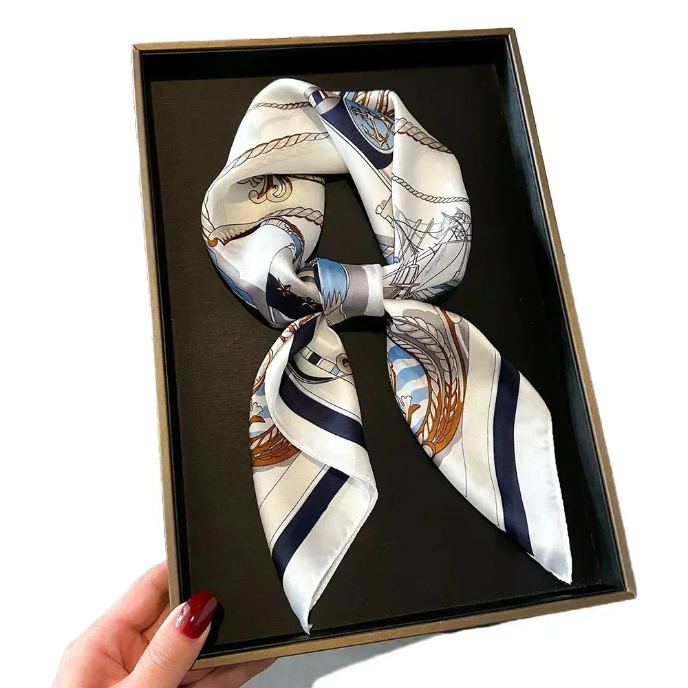 Square Silk Scarf for Women with Printed Design for Hair Neck or Handbag Accent Accessory | Lonoma