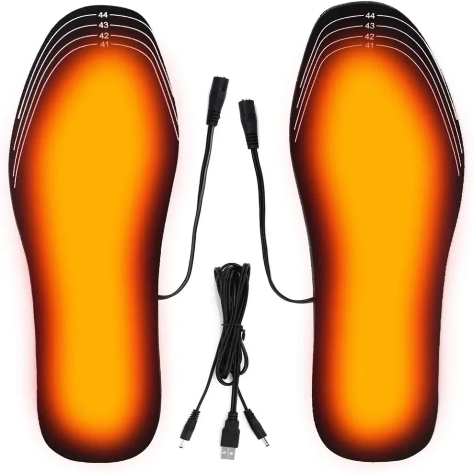 USB Rechargeable Heated Insoles for Winter Customizable Electric Shoe Inserts Size 35-46 Foot Warmers for Outdoor Skiing
