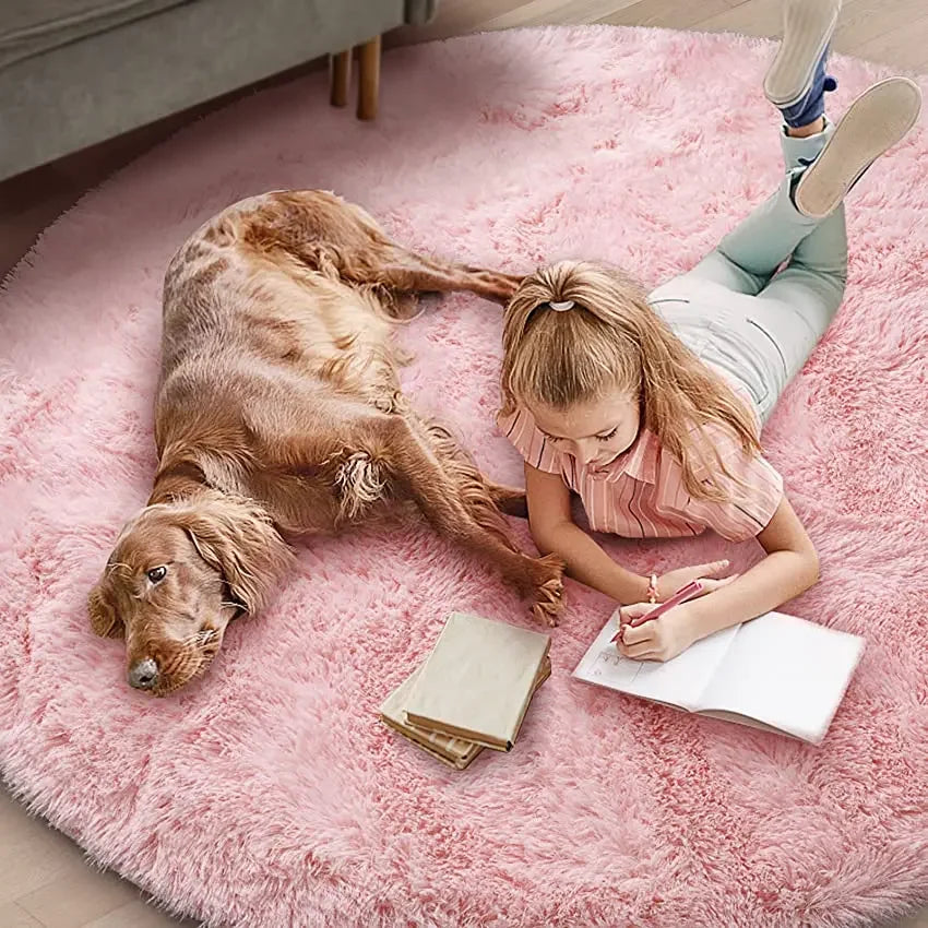 Round Shag Area Rug Plush Circle Floor Mat Ultra Soft High Pile Fluffy Carpet for Bedroom Living Room Kids Playroom Nursery Home Accent | Lonoma