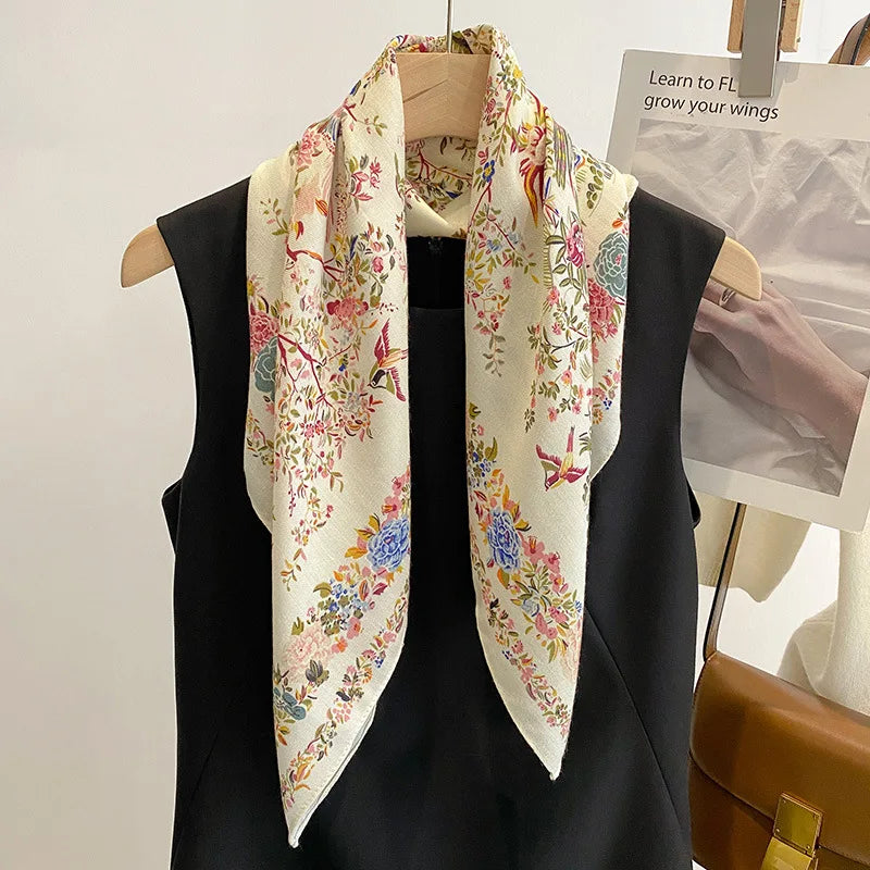 Cotton Square Scarf for Women Lightweight Printed Neckerchief Hair Wrap 27 Inches Bandana Versatile Headscarf Fashion Accessory | Lonoma