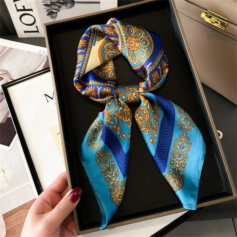 Printed Square Scarf 27.5 × 27.5 in Polyester Silk-Feel Headband Neck Wrap Hair Accessory for Women Spring Summer Fall Winter Versatile | Lonoma