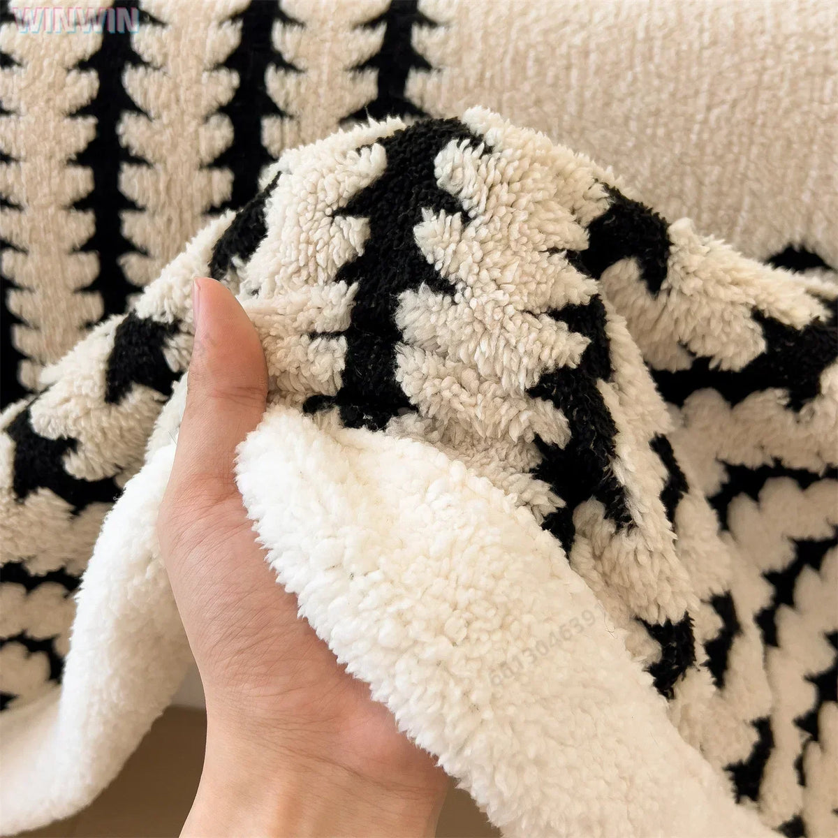 Geometric Striped Fleece Throw Blanket Reversible Sherpa Ultra Plush Cozy Winter Soft Warm 100% Polyester for Bed Couch Living Room Bedroom | Lonoma
