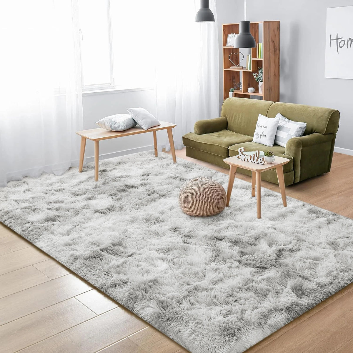Plush Shag Area Rug Non-Slip Machine Washable Soft Floor Mat for Bedroom Nursery Family Room Dark Gray | Lonoma