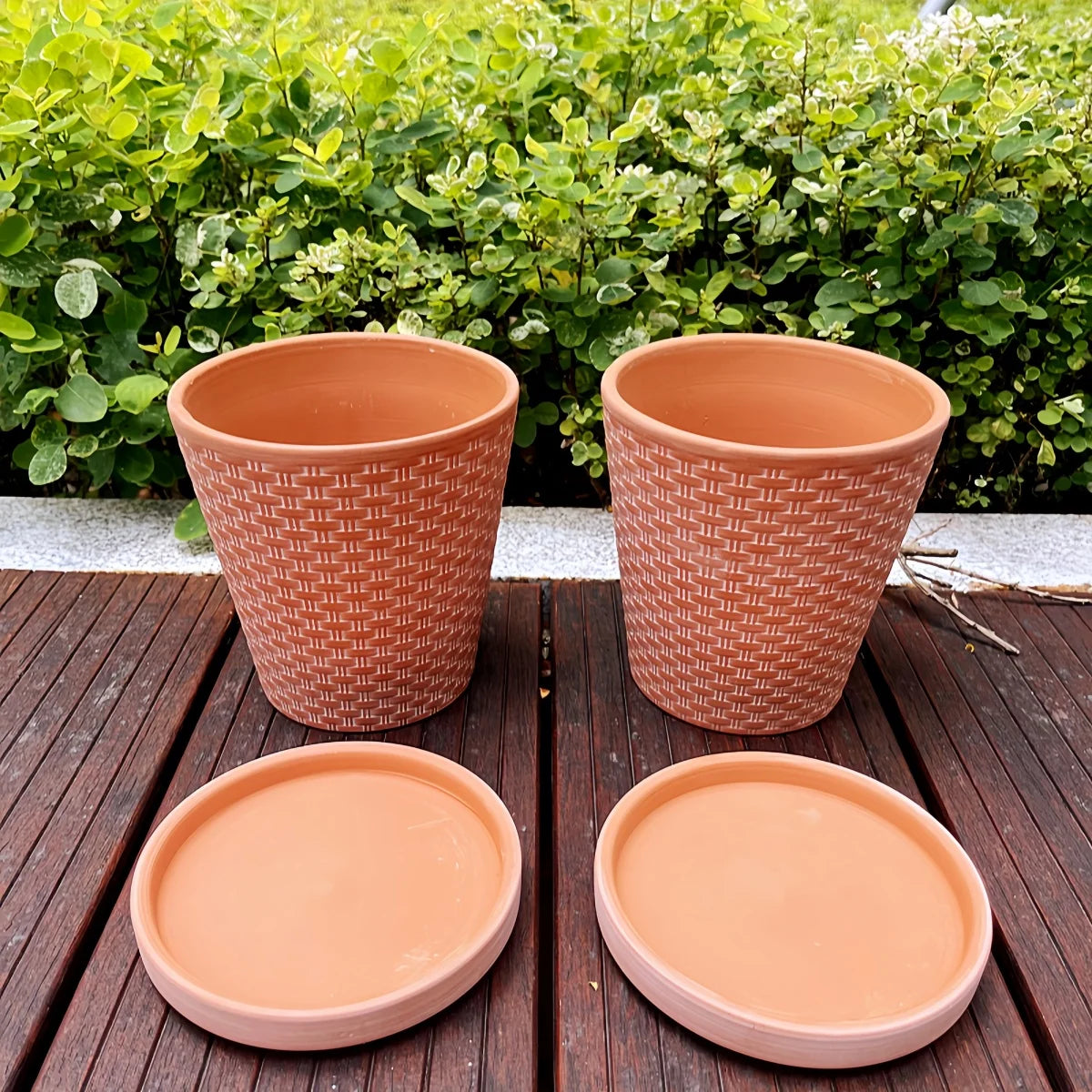 Terracotta Planter Pots with Drainage Saucers Set of 2, 5-Inch Clay Pots for Succulents Herbs Indoor Outdoor Garden | Lonoma