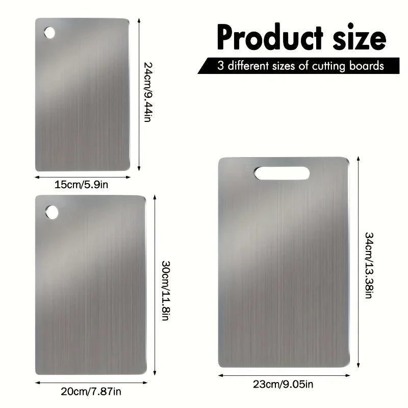 Kitchen Cutting Board Set 3-Piece Stainless Steel with Juice Groove Non-Slip Dishwasher Safe Food Prep Boards for Meat Vegetables | Lonoma