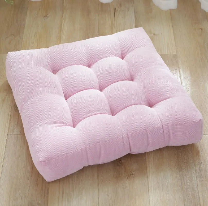 Tufted Square Floor Cushion 18 × 18 in or 21 × 21 in for Meditation, Yoga, Reading & Seating Corduroy Polyester Filled Thick Padded Mat | Lonoma