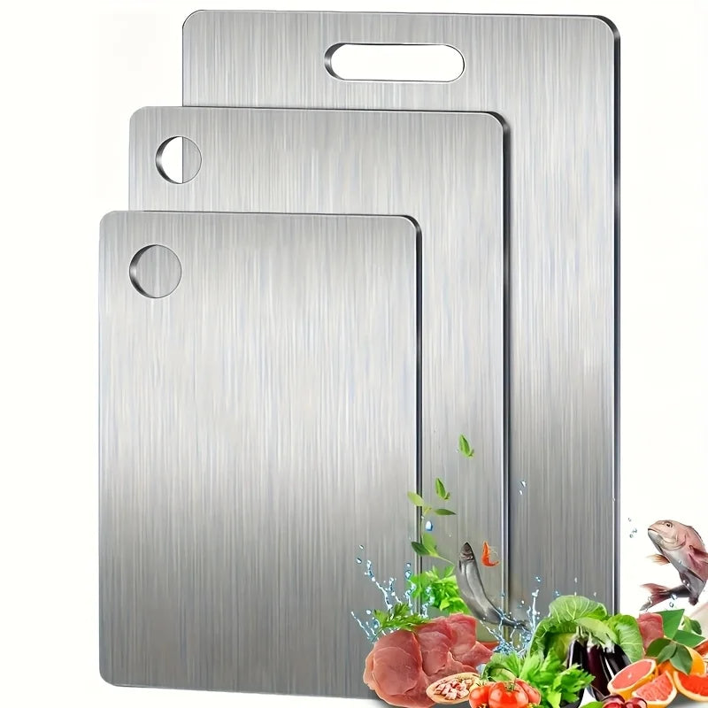 Kitchen Cutting Board Set 3-Piece Stainless Steel with Juice Groove Non-Slip Dishwasher Safe Food Prep Boards for Meat Vegetables | Lonoma