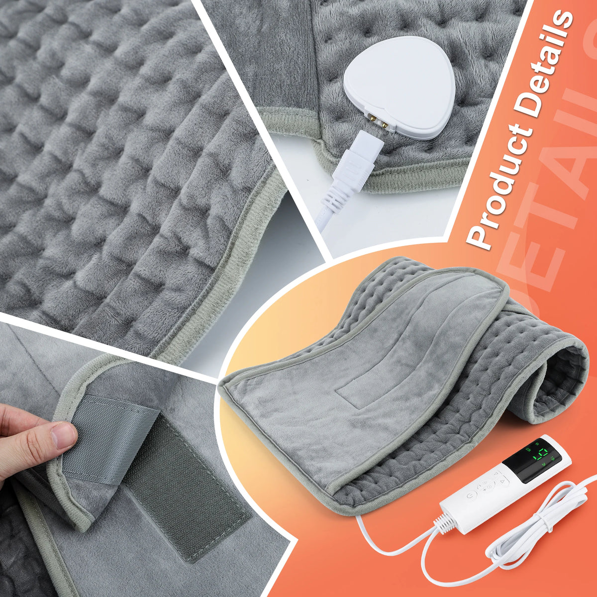Heated Wrap Pad with 9 Temperature Settings for Back, Waist & Legs | Soft Plush Electric Heating Pad with Timer for Winter Relief | Machine | Lonoma
