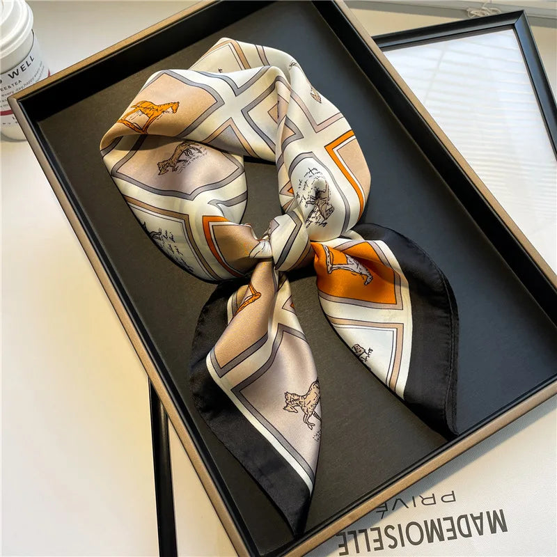 Square Satin Scarf Neck Wrap Hair Tie Headband for Women 27.5 × 27.5 Inches Animal Print Multiway Accessory Fashion Bandana | Lonoma