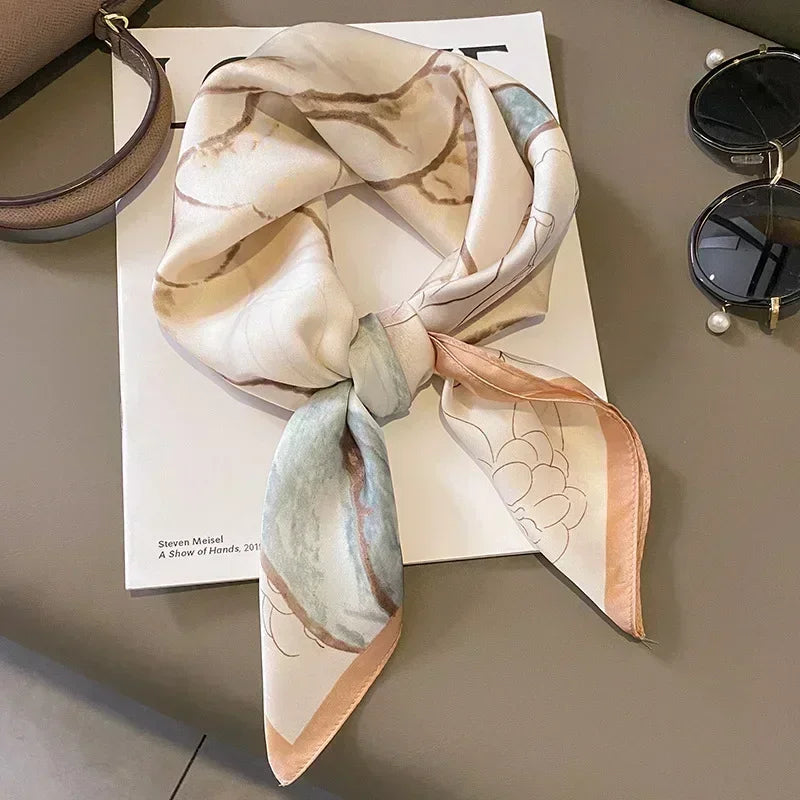 Square Silk Scarf for Women with Printed Design for Hair Neck or Handbag Accent Accessory | Lonoma