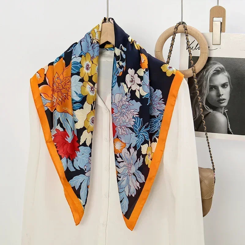 Square Silk Scarf for Women with Printed Design for Hair Neck or Handbag Accent Accessory | Lonoma