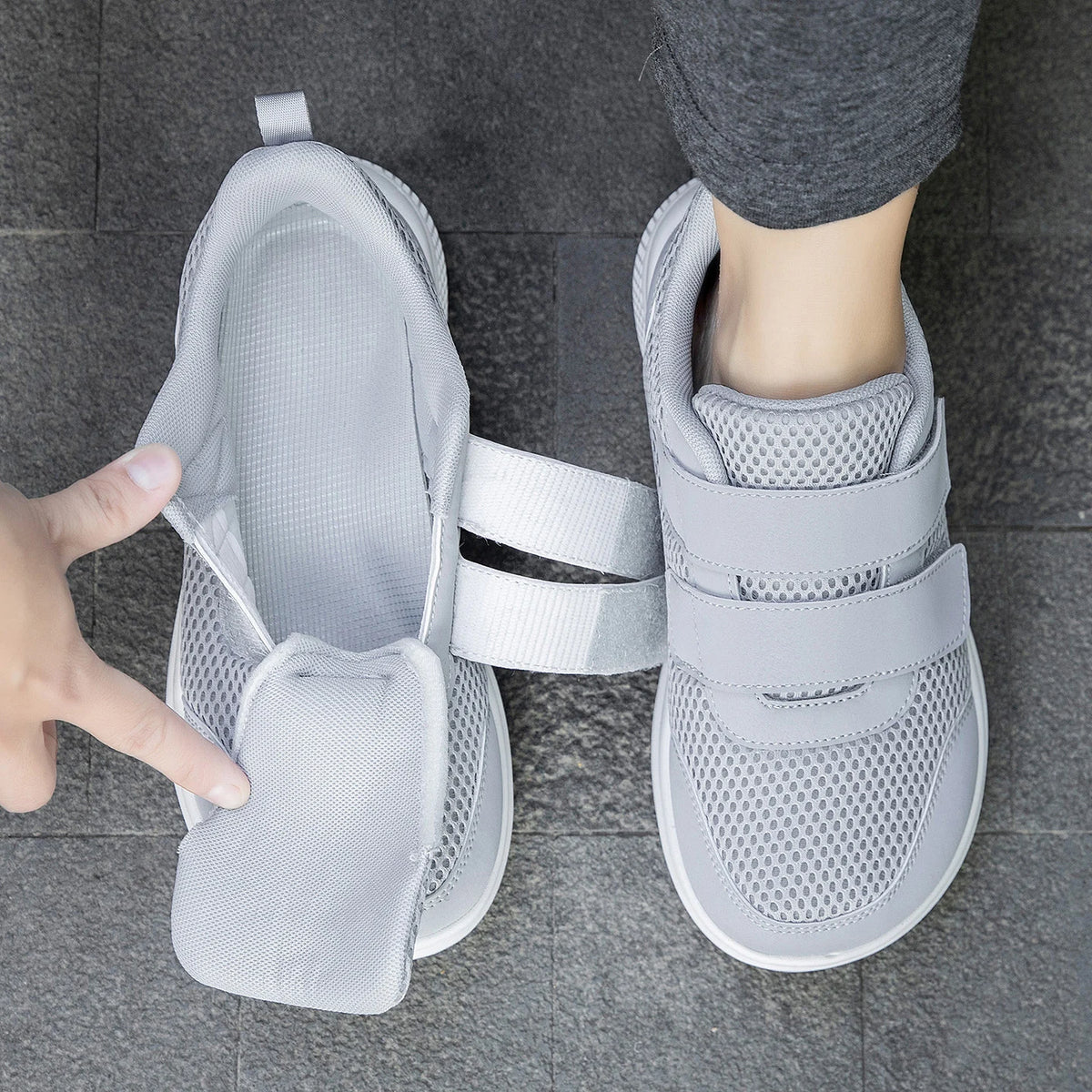 Adjustable Orthopedic Sneakers with Extra Wide Toe Box for Swollen Feet, Hook-and-Loop Closure Walking Shoes | Lonoma