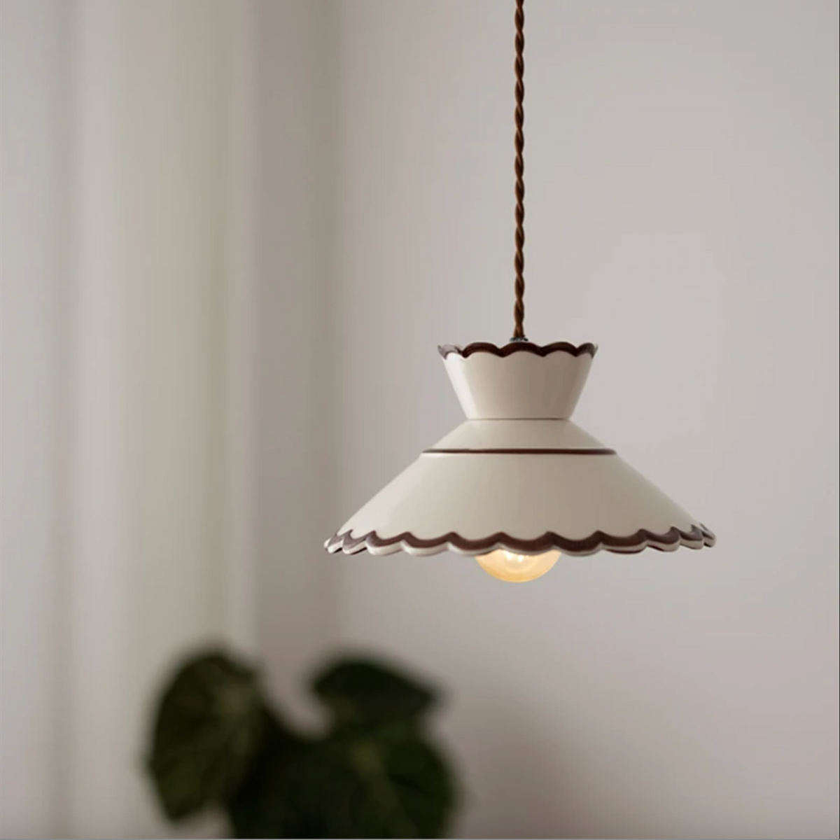 Hand-Painted Ceramic Pendant Light Copper Finish Floral Design E27 Socket for Dining Room Kitchen Bedroom | Lonoma