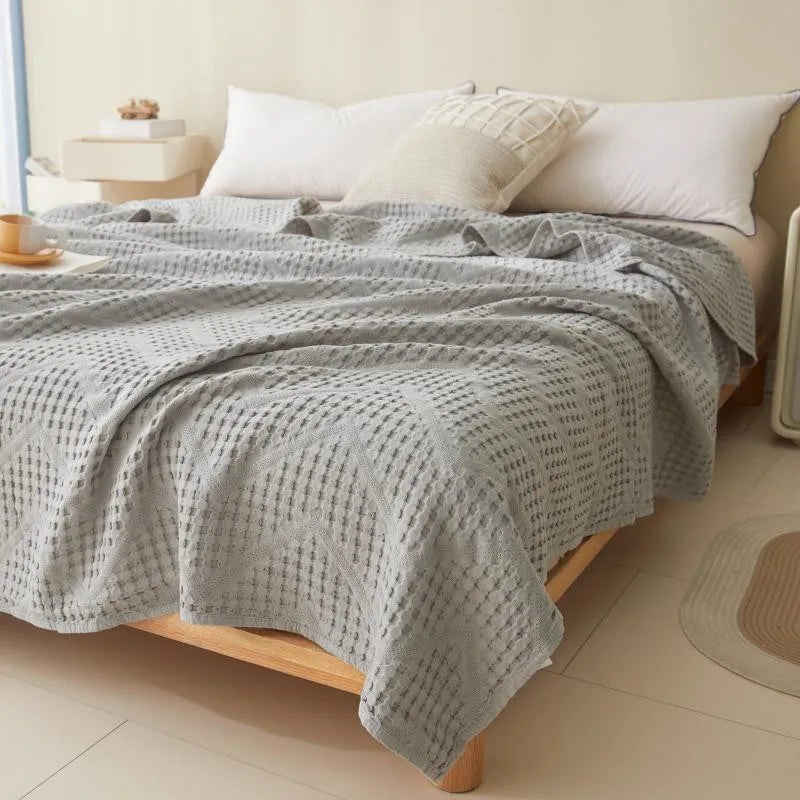 Lightweight Cotton Throw Blanket for Couch Bed Sofa All Season Breathable Woven Coverlet Bedspread Home Decor | Lonoma