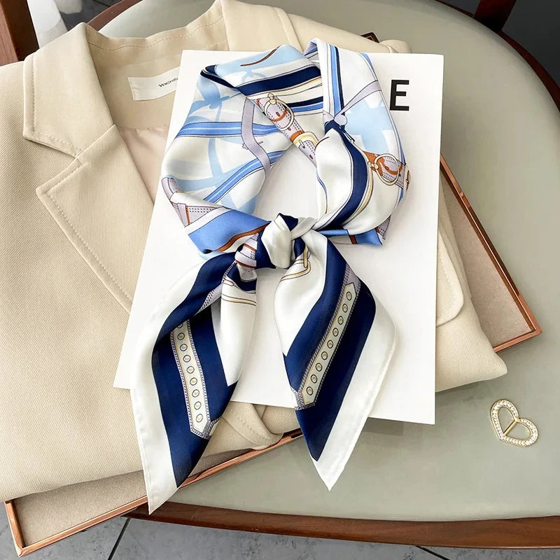 Printed Square Scarf 27.5 × 27.5 in Polyester Silk-Feel Headband Neck Wrap Hair Accessory for Women Spring Summer Fall Winter Versatile | Lonoma