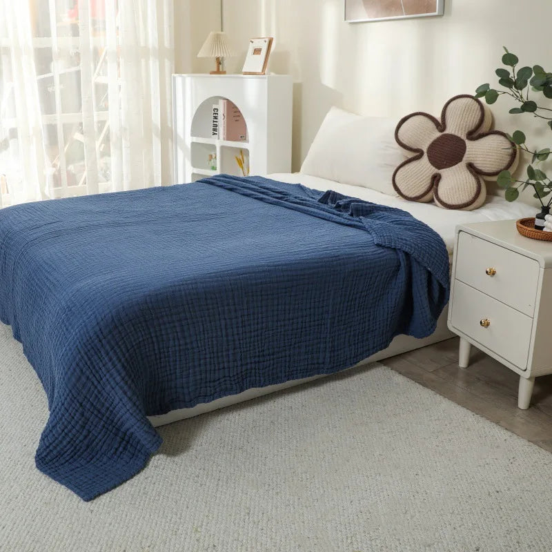 Cotton Muslin Throw Blanket 6-Layer Breathable Lightweight All-Season Comfort for Bed Couch Sofa Living Room Bedroom | Lonoma