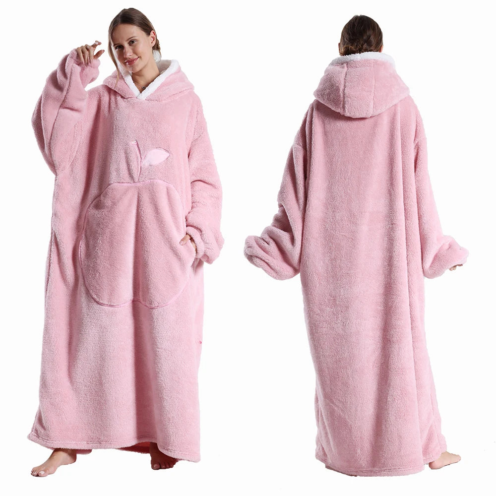 Oversized Hooded Blanket Sweatshirt with Sleeves for Adults - Wearable Sherpa-Lined Fleece Throw Hoodie - Cozy TV Lounge Robe for Men and | Lonoma