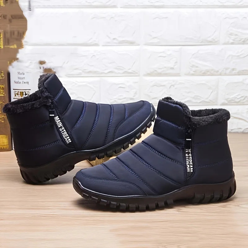 Men's Insulated Winter Boots with Side Zipper Waterproof Ankle Snow Boots Casual Platform Sneakers for Cold Weather | Lonoma