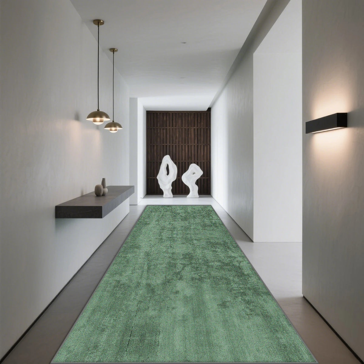 Modern Hallway Runner Rug Geometric Print Low-Profile Non-Slip Floor Mat for Entryway Living Room Bedroom Kitchen Gray Abstract Design | Lonoma