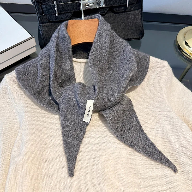 Soft Wool Triangle Scarf Women's Winter Wrap Shawl Solid Color Thick Knit Neck Warmer Cold Weather Pashmina for Daily Wear | Lonoma