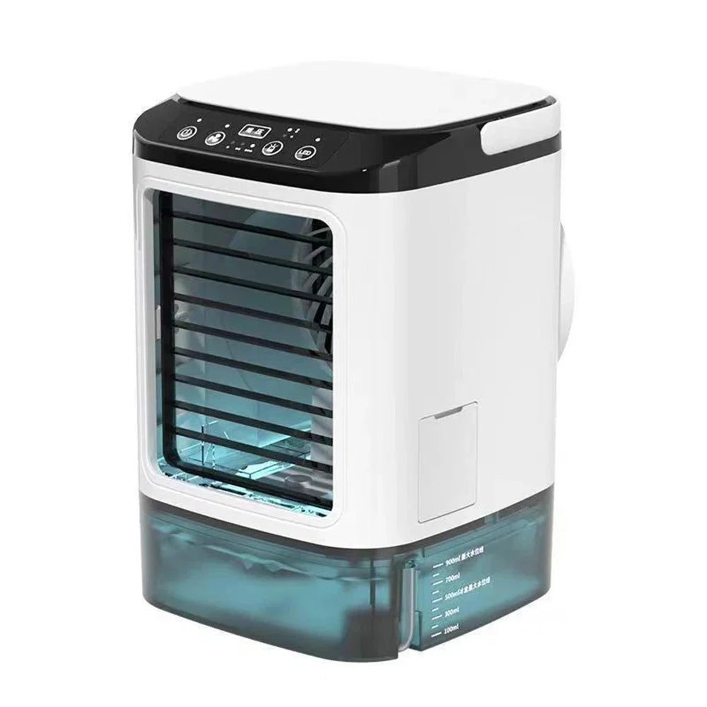 Portable Mist Air Cooler with 30 fl oz Water Tank, 3 Speeds, USB Powered, LED Light - Personal Desk Fan for Office, Bedroom, Travel | Lonoma