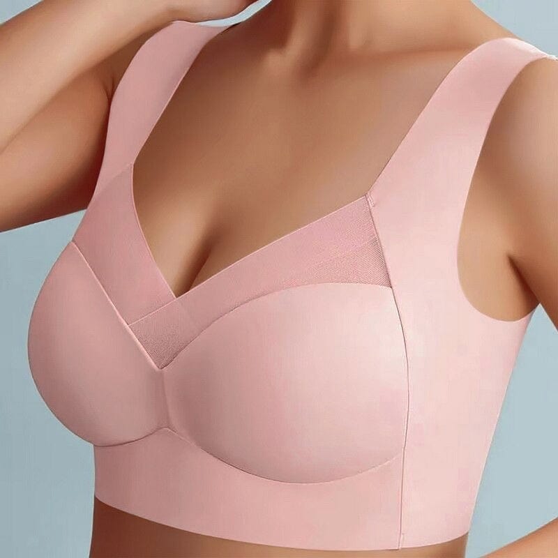 Wireless Comfort Bra Wide Shoulder Straps Smooth No-Wire Support Everyday Layering Stretch Fit Breathable Mesh Panel for Women | Lonoma