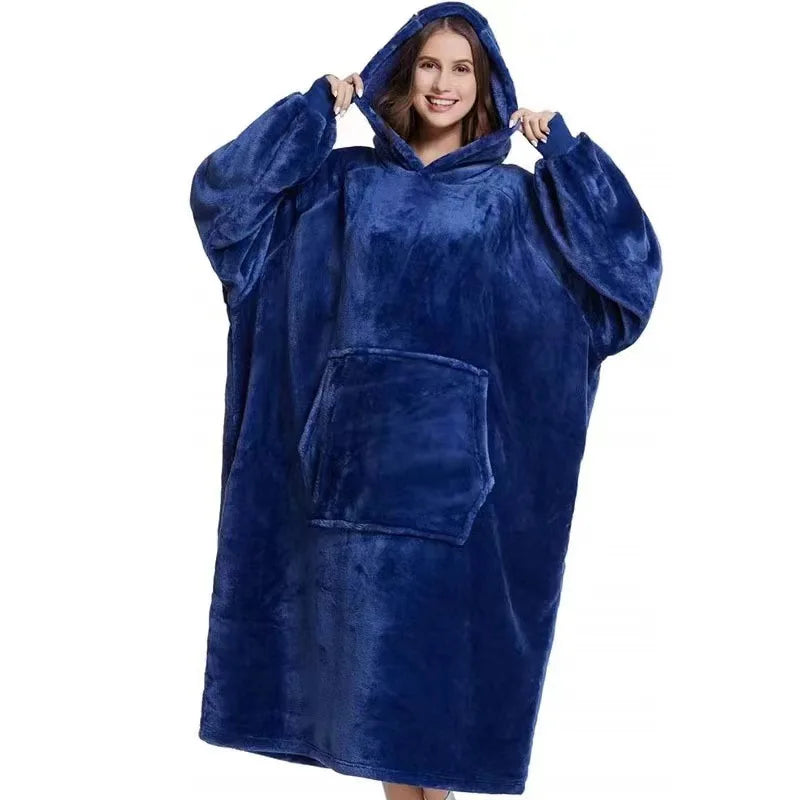 Oversized Wearable Blanket Hoodie with Kangaroo Pocket – Ultra Soft Fleece Reversible Throw Sweatshirt for Couch Lounging, Relaxing at | Lonoma