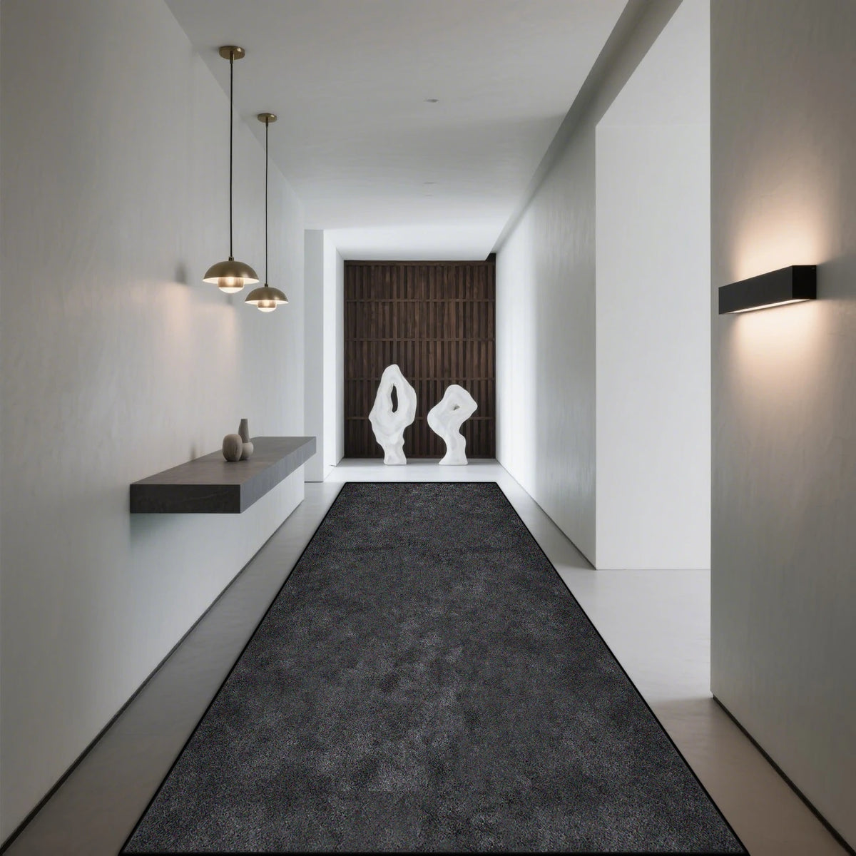 Modern Hallway Runner Rug Geometric Print Low-Profile Non-Slip Floor Mat for Entryway Living Room Bedroom Kitchen Gray Abstract Design | Lonoma