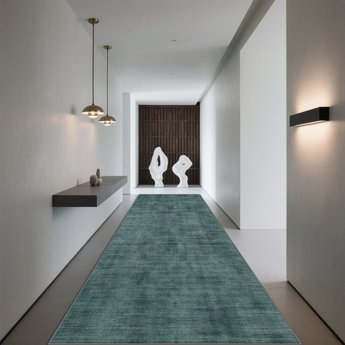 Modern Hallway Runner Rug Geometric Print Low-Profile Non-Slip Floor Mat for Entryway Living Room Bedroom Kitchen Gray Abstract Design | Lonoma