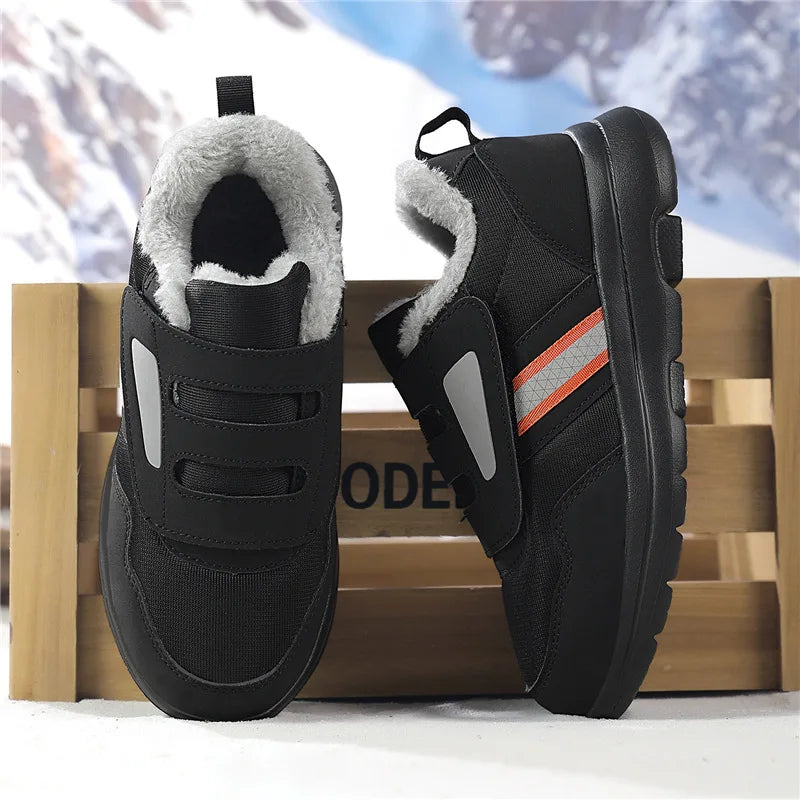 Adjustable Winter Slip-On Sneakers for Women Wide Fit Orthopedic Walking Shoes with Hook and Loop Closure Gray Black Purple | Lonoma