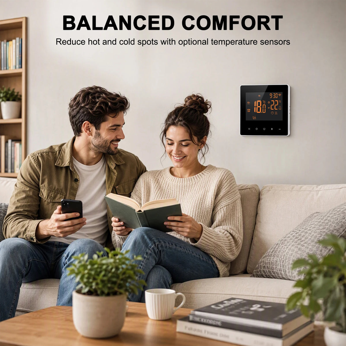 WiFi Smart Thermostat for Electric Floor Heating 16A Programmable Temperature Controller Touchscreen Alexa Google Home Compatible Weekly | Lonoma