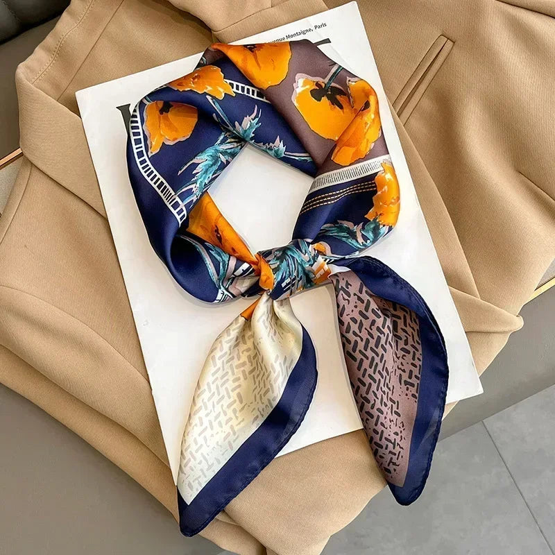 Square Silk Scarf for Women with Printed Design for Hair Neck or Handbag Accent Accessory | Lonoma