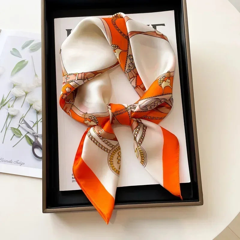 Square Silk Scarf for Women with Printed Design for Hair Neck or Handbag Accent Accessory | Lonoma