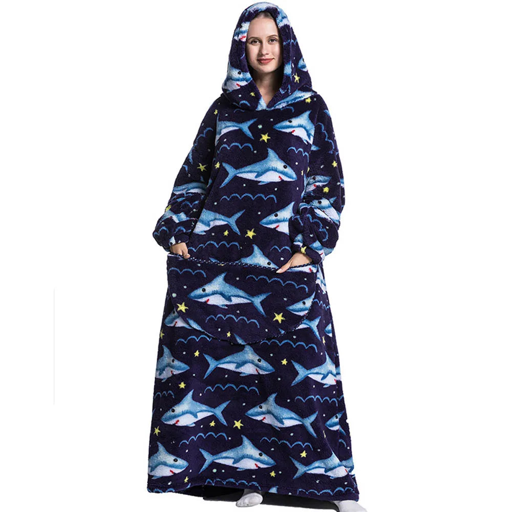 Oversized Wearable Blanket Hoodie with Sleeves Sherpa Fleece Throw for Adults Cozy Soft Plush Winter Loungewear Women Men | Lonoma