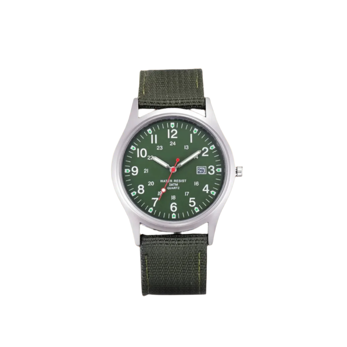 Men's Analog Field Watch with Arabic Numerals, Fabric Strap, Date Window, 24-Hour Scale for Outdoor Hiking Camping Travel | Lonoma