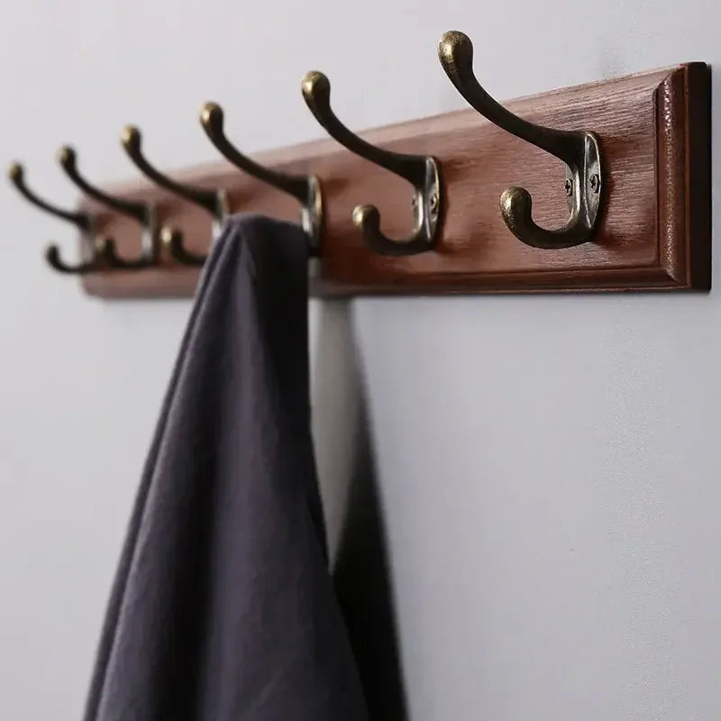 Solid Wood Wall Coat Rack with 4 or 5 Hooks, White, Beige or Brown - Scandinavian Wall Hooks for Entryway, Bedroom & Hallway | Lonoma