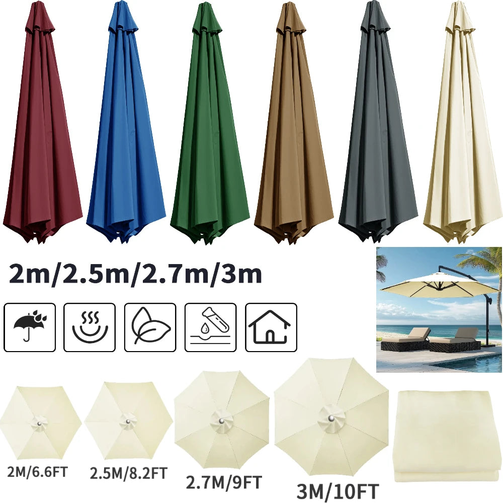 Replacement Patio Umbrella Canopy, 6 or 8 Rib Water-Repellent Polyester Cover with Vented Top for Outdoor Garden, Deck & Market Umbrellas | Lonoma