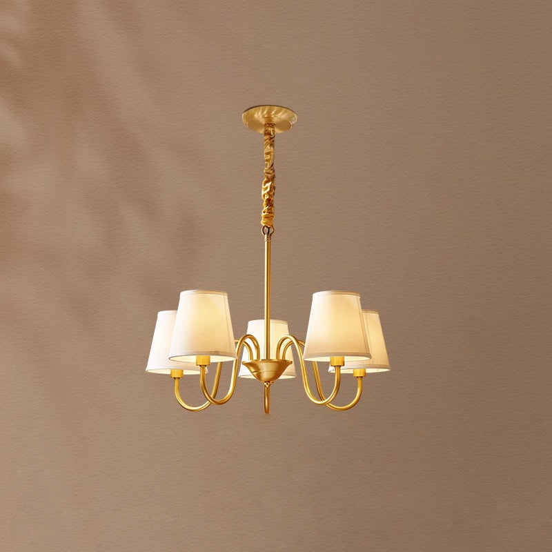 Classic Fabric Shade Chandelier with Brass Finish – Elegant Multi-Light Fixture for Dining Room, Living Room & Foyer | Lonoma
