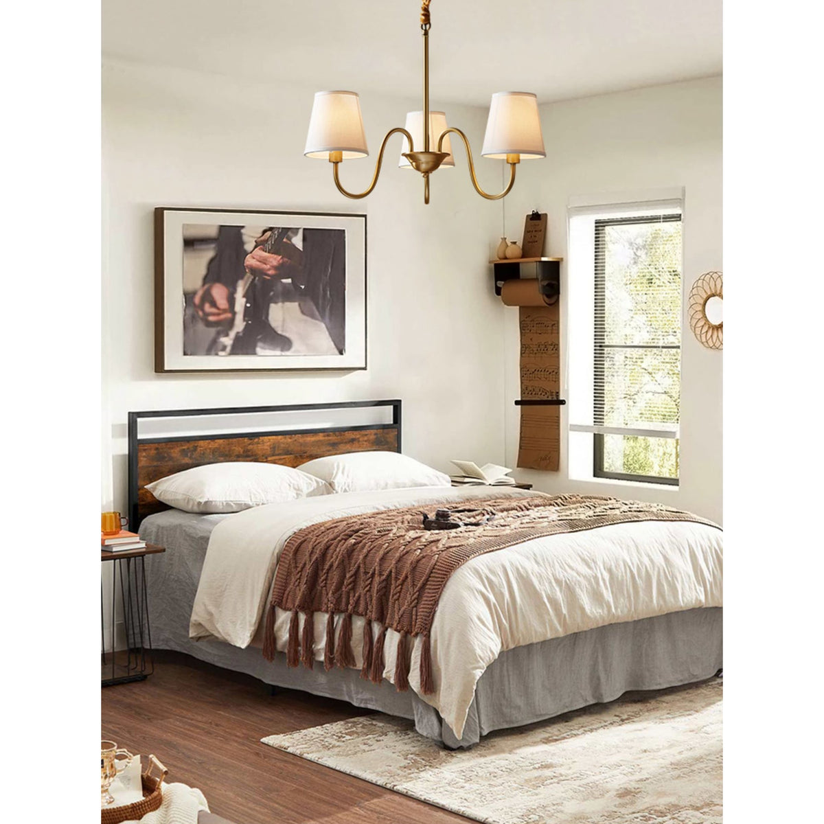 Classic Fabric Shade Chandelier with Brass Finish – Elegant Multi-Light Fixture for Dining Room, Living Room & Foyer | Lonoma