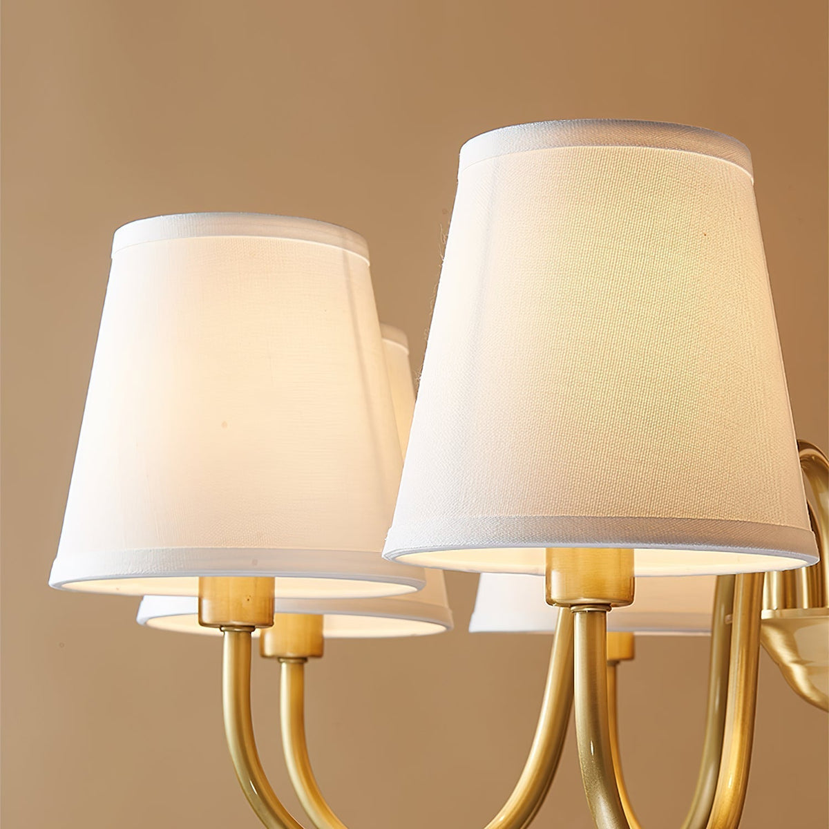 Classic Fabric Shade Chandelier with Brass Finish – Elegant Multi-Light Fixture for Dining Room, Living Room & Foyer | Lonoma