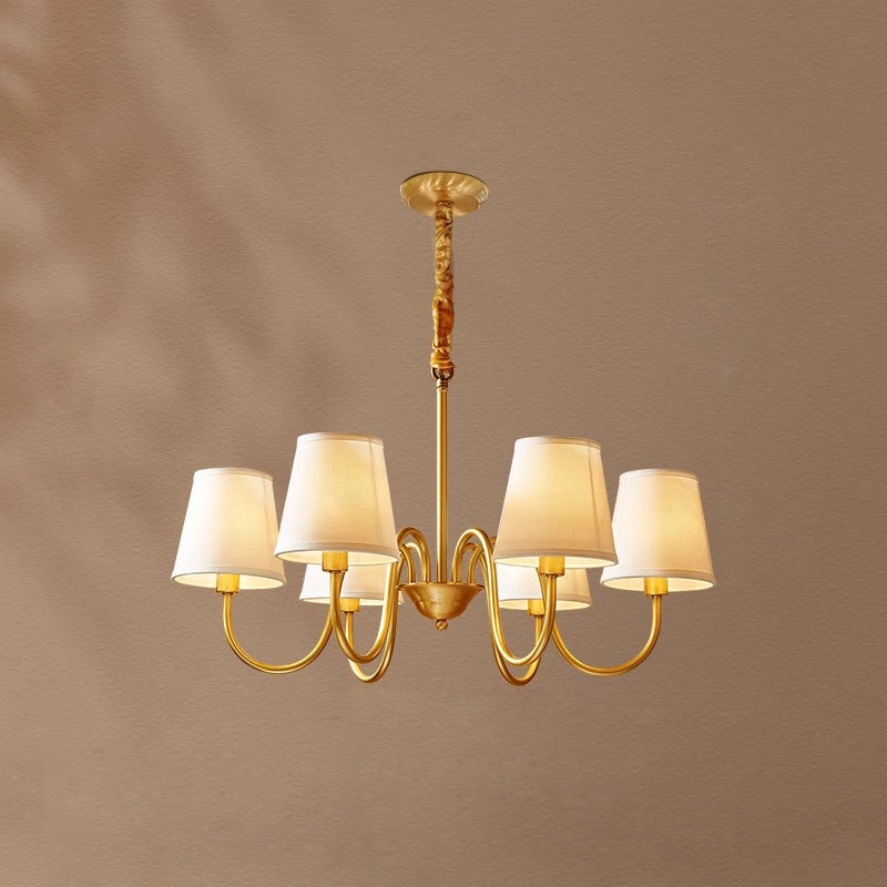 Classic Fabric Shade Chandelier with Brass Finish – Elegant Multi-Light Fixture for Dining Room, Living Room & Foyer | Lonoma